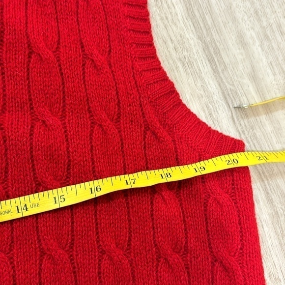 Polo Ralph Lauren v neck red 100% wool vest men flawed  size large - Picture 4 of 6